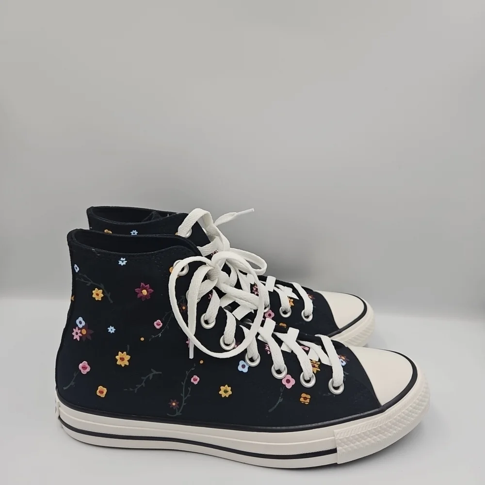 Converse Women's Black Multicolor Floral High-Tops - Picture 4 of 9
